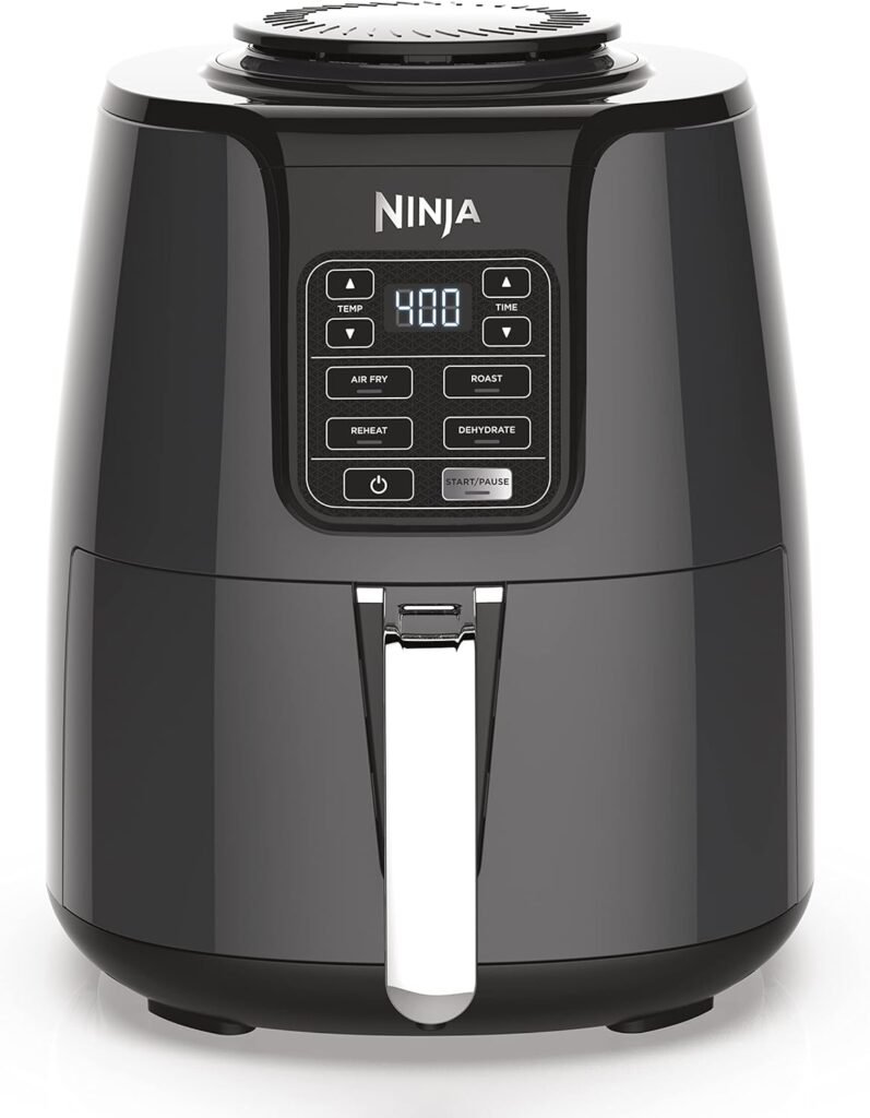 Ninja AF101 Air Fryer that Crisps, Roasts, Reheats, Dehydrates, for Quick, Easy Meals, 4 Quart Capacity, High Gloss Finish, Grey