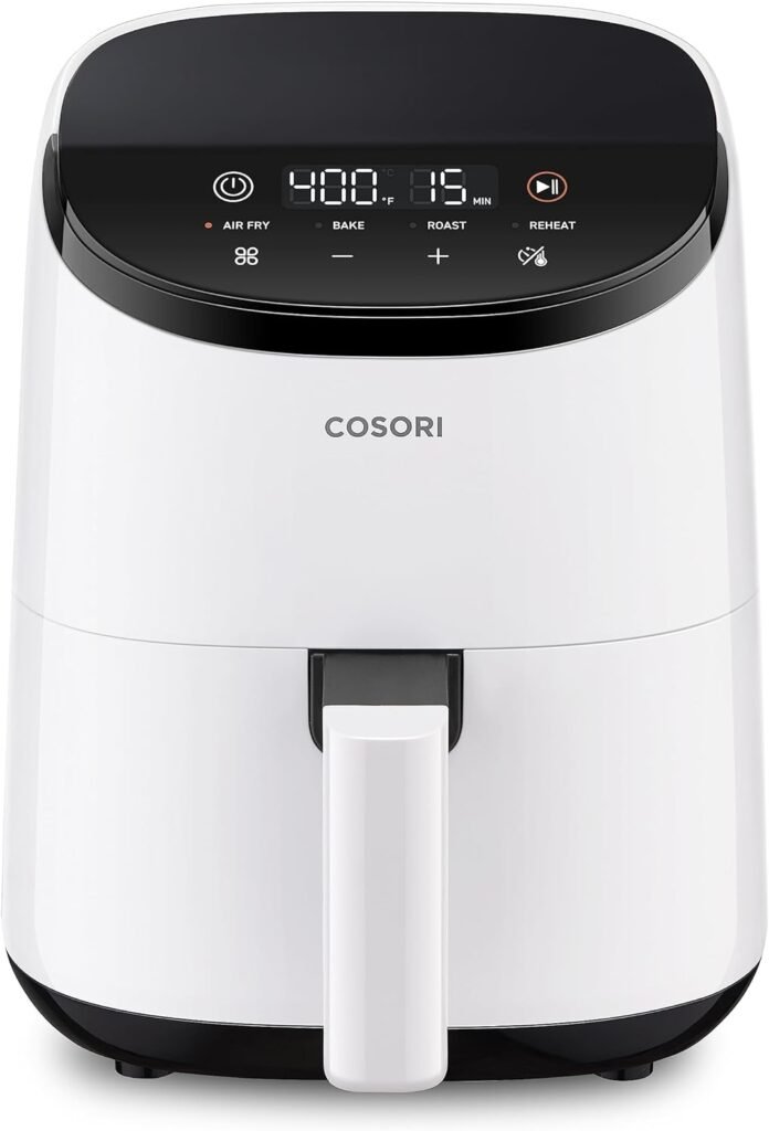 COSORI Small Air Fryer Oven 2.1 Qt, 4-in-1 Mini Airfryer, Bake, Roast, Reheat, Space-saving  Low-noise, Nonstick and Dishwasher Safe Basket, 30 In-App Recipes, Sticker with 6 Reference Guides, White