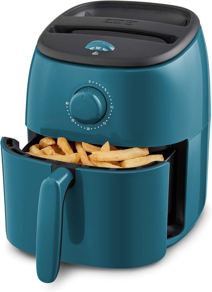 DASH Tasti-Crisp™ Electric Air Fryer Oven, 2.6 Qt., Teal – Compact Air Fryer for Healthier Food in Minutes, Ideal for Small Spaces - Auto Shut Off, Analog, 1000-Watt