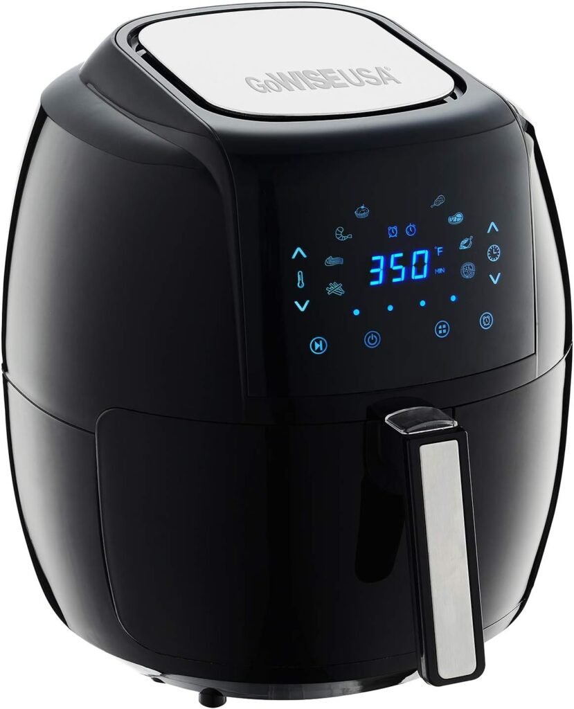 GoWISE USA 1700-Watt 5.8-QT 8-in-1 Digital Air Fryer with Recipe Book, Black