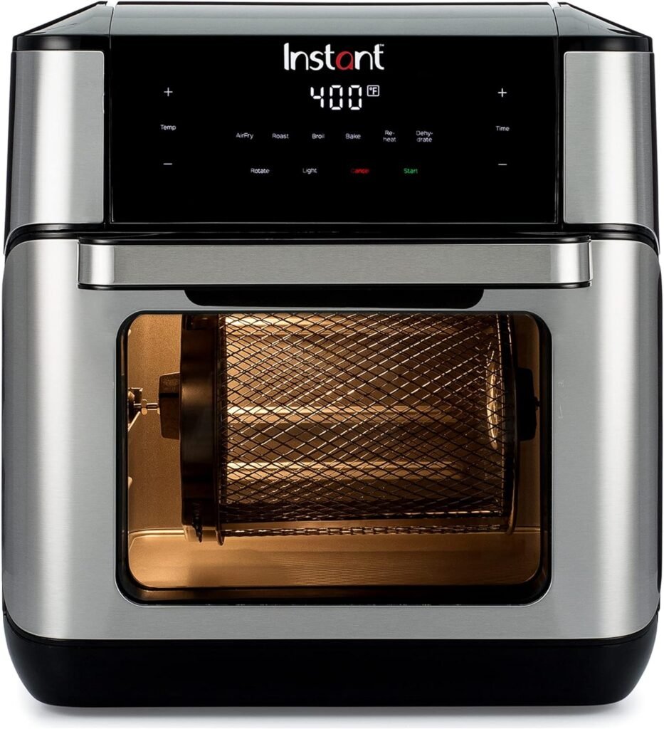 Instant Pot 10QT Air Fryer, 7-in-1 Functions with EvenCrisp Technology that Crisps, Broils, Bakes, Roasts, Dehydrates, Reheats  Rotisseries, Includes over 100 In-App Recipes, Stainless Steel